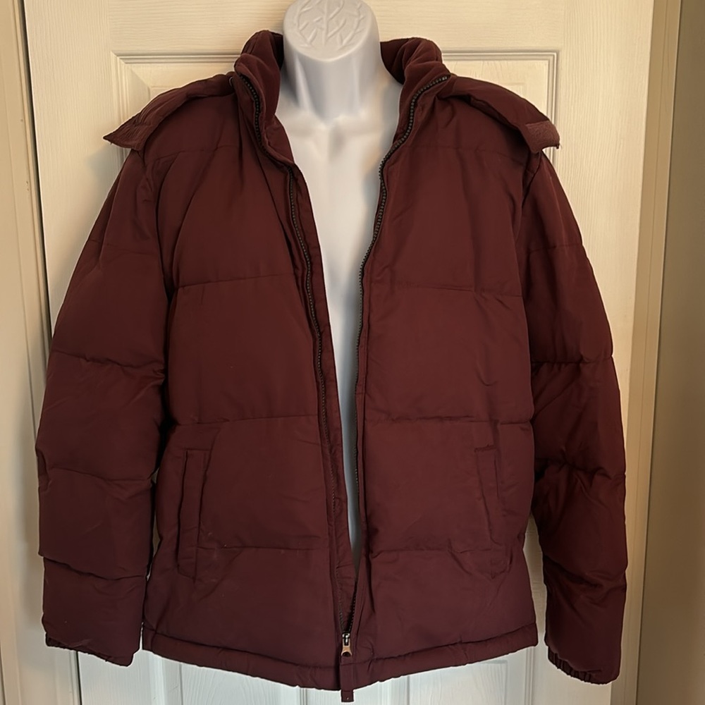 St John’s Bay Maroon Aesthetic Puffer Winter Jacket (Water Resistant)